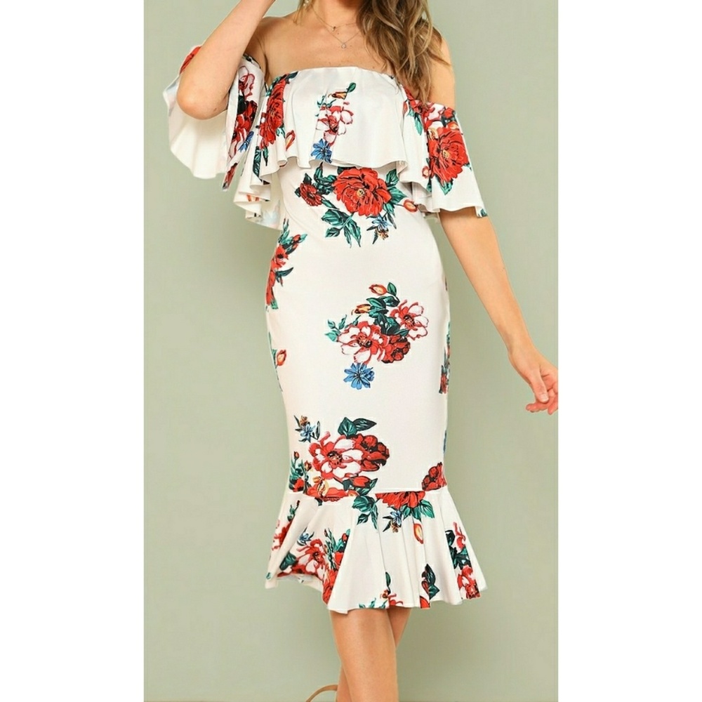 ⬇️VIVA | Off Shoulder Floral Dress - Picture 4 of 5